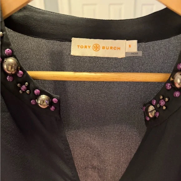 Tory Burch Black Blouse Mezair 100%Silk Tunic 
Women’s Size:8 - Picture 6 of 10